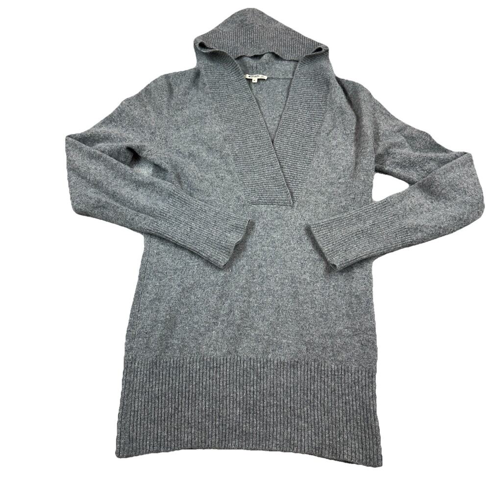 Amade 100% Cashmere Gray Hooded Shawl Collar Sweater Women Med Soft Cozy Read